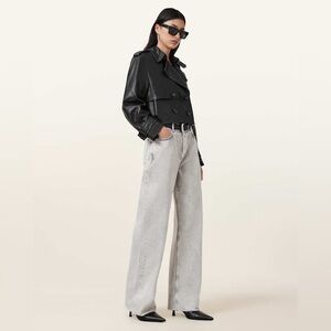 AllSaints Wendel Wide Leg Denim Jeans  | Size 32 | Anthracite Grey High-Rise